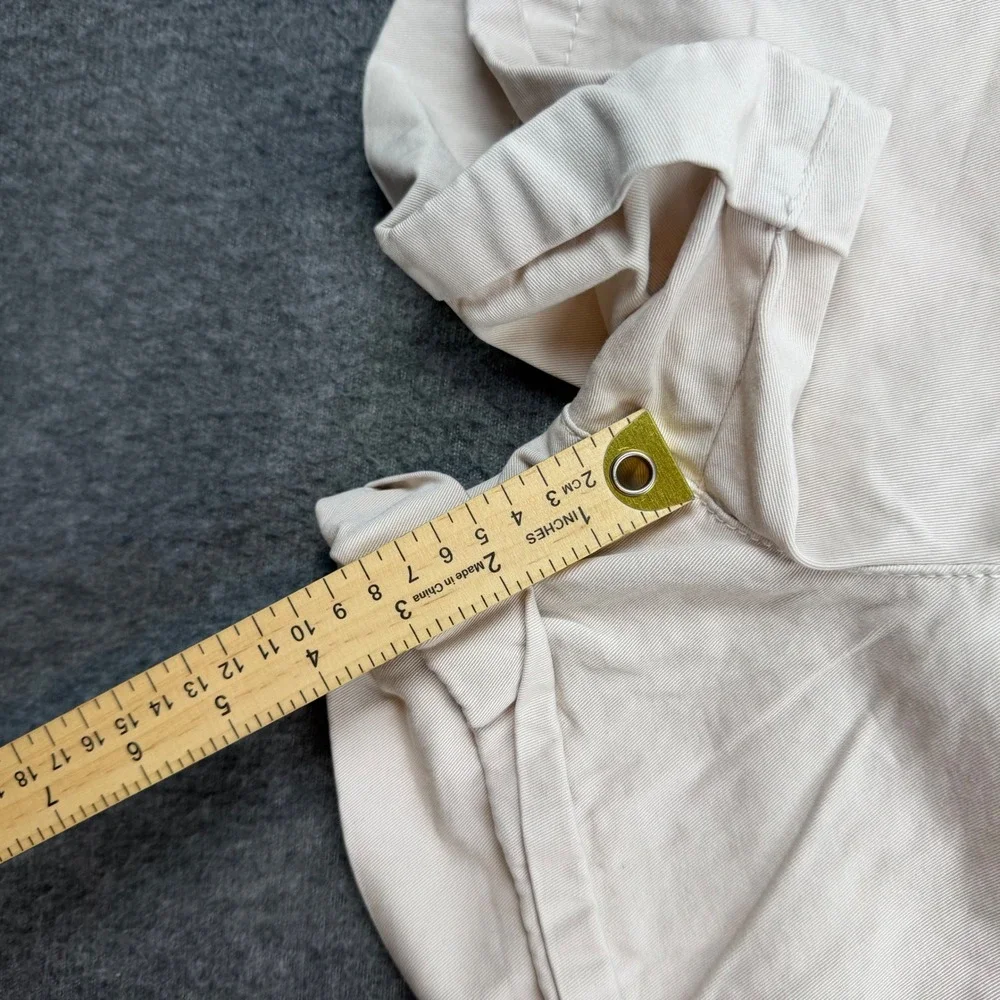 H&M Paperbag Waist Shorts Women Medium Beige Cotton Elastic High Rise Rolled Hem